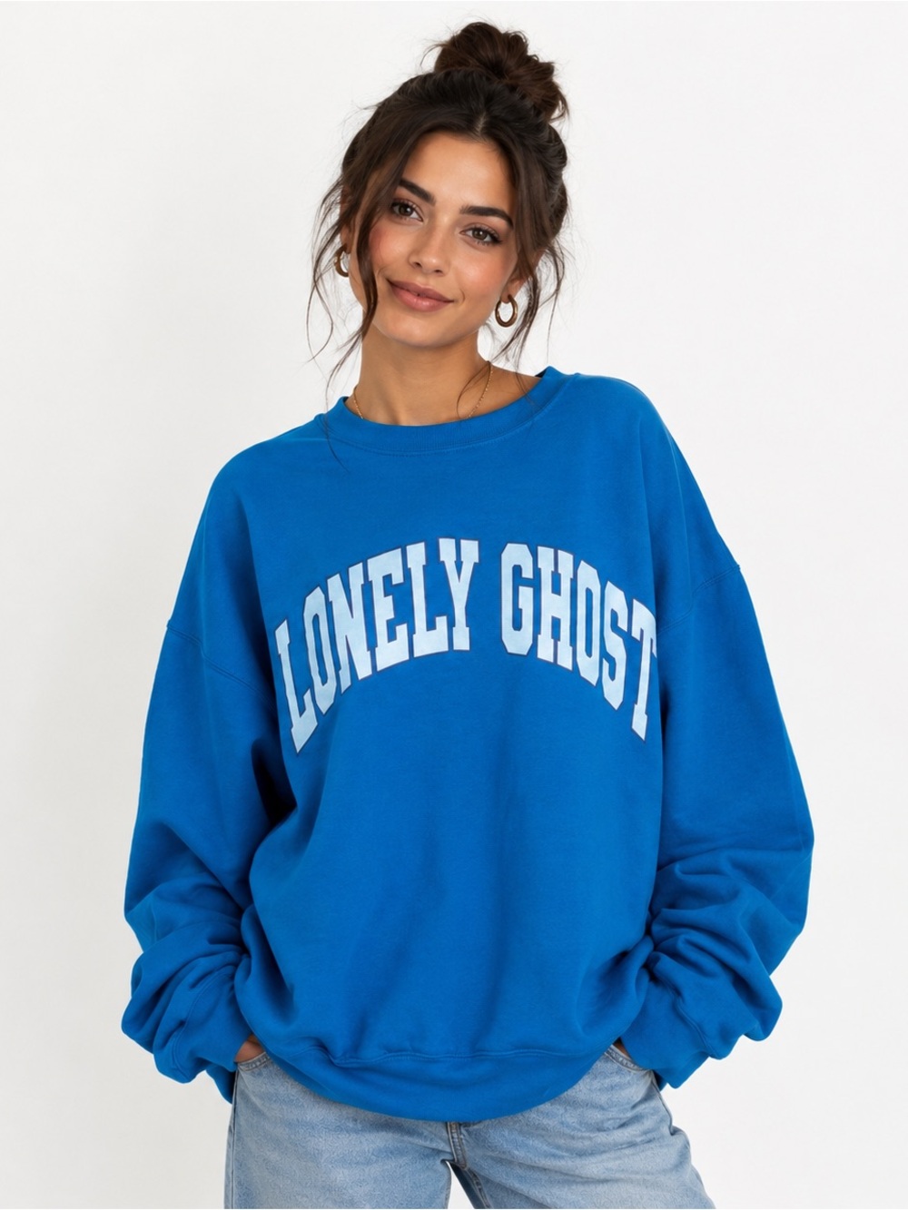 Lonely Ghost Crewneck Sweatshirt Blue